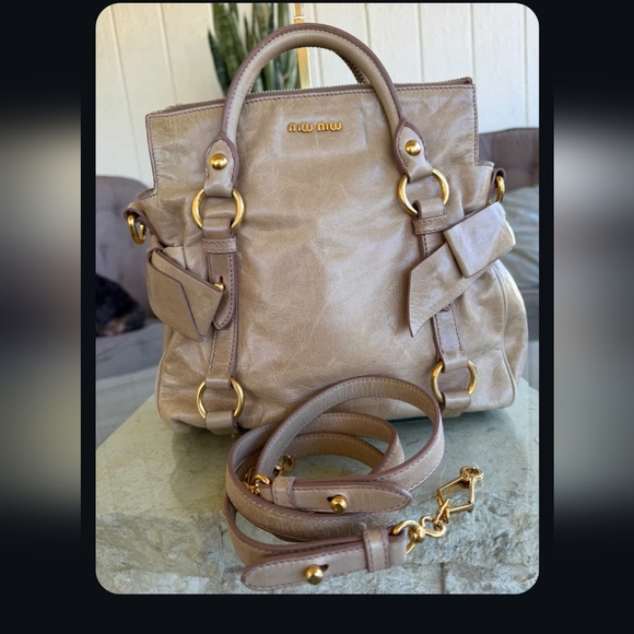 Miu Miu Handbags - MiuMiu Vitello Lux Side Ribbon 2 Way Bag